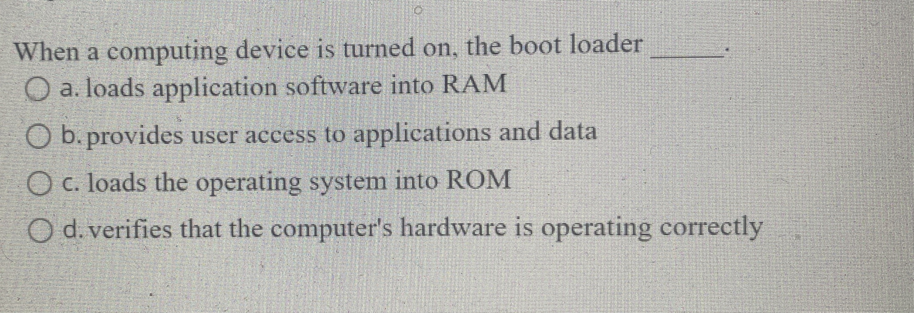 When a computing device is turned on , the boot