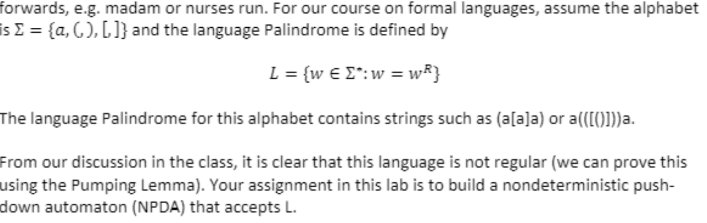 build a nondeterministic push - down automaton (