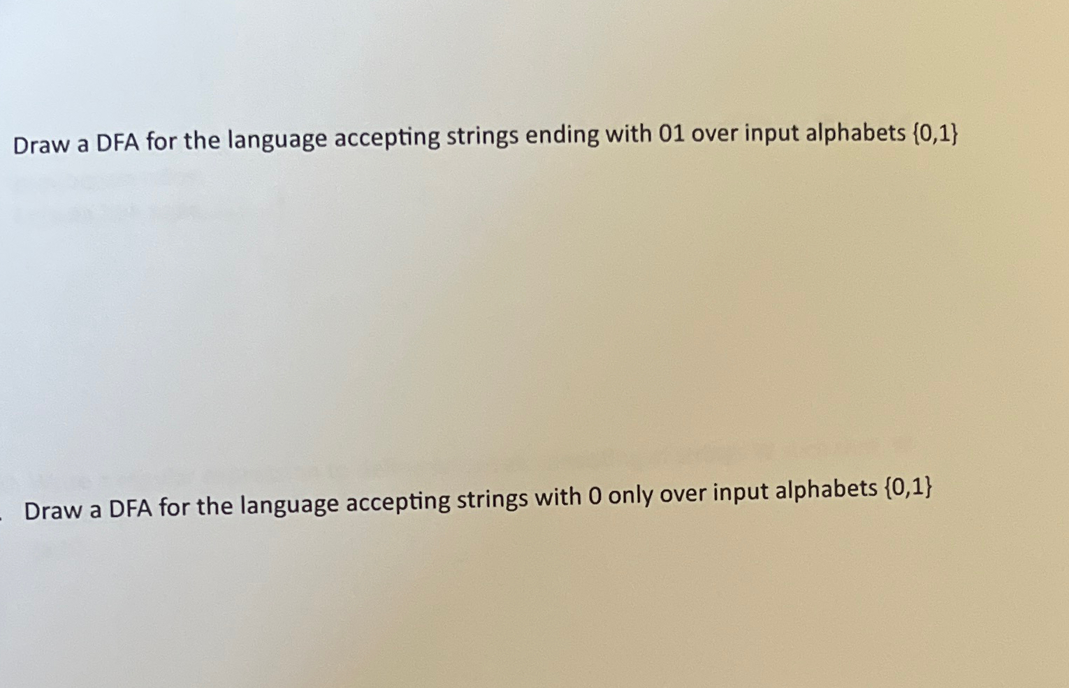 Draw a DFA for the language accepting strings