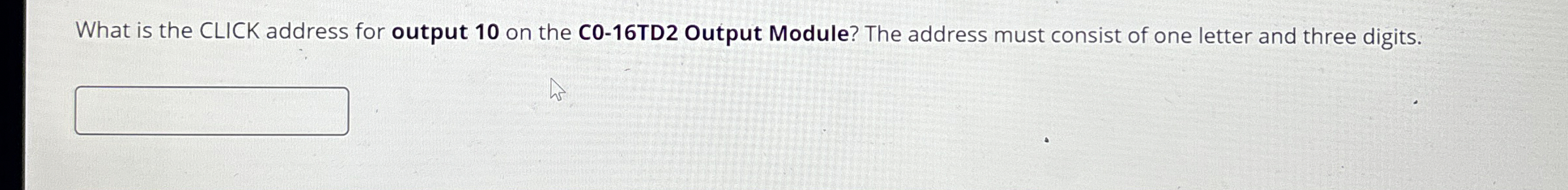 What is the CLICK address for output 1 0 on the C