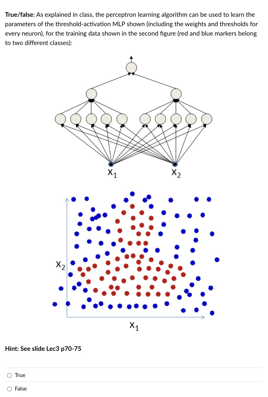 True / false: As explained in class, the