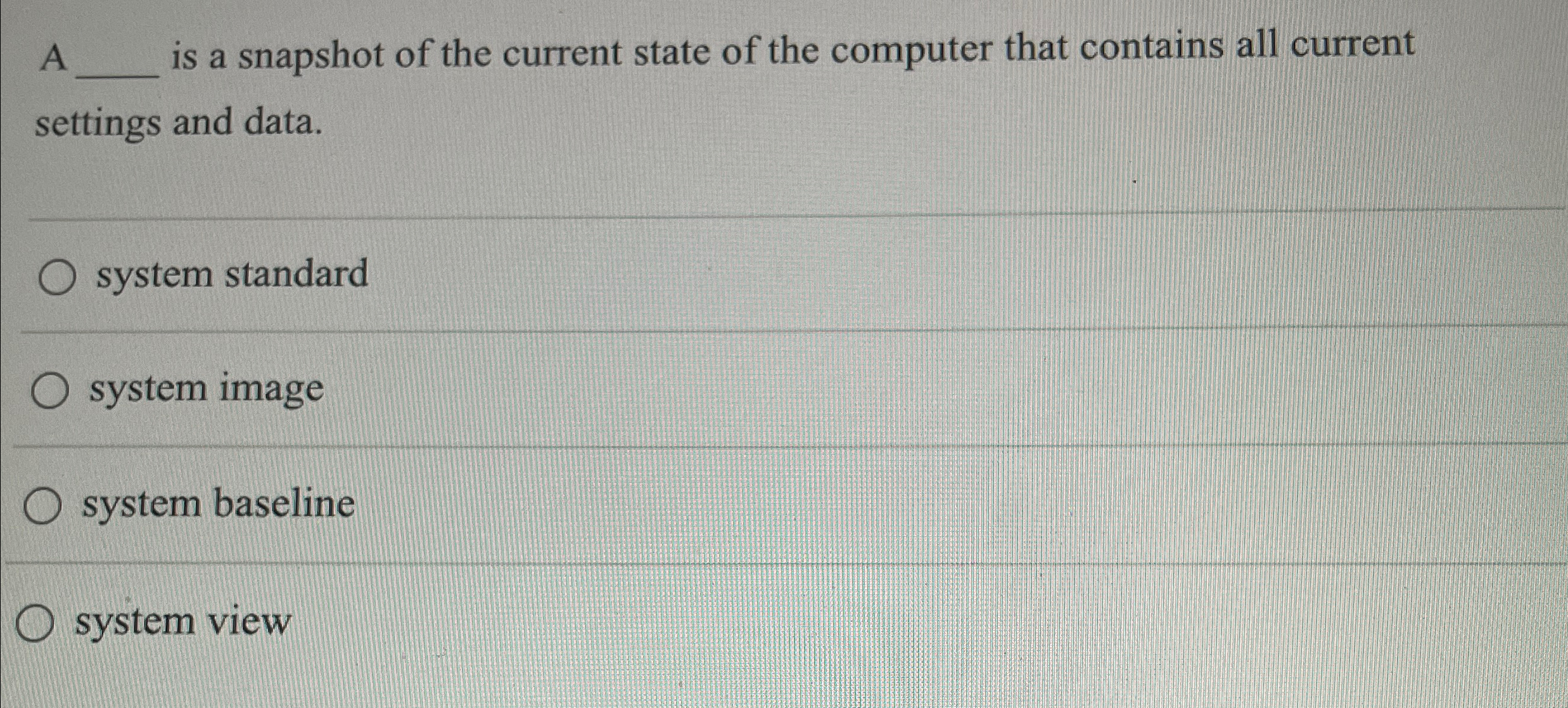 A is a snapshot of the current state of the