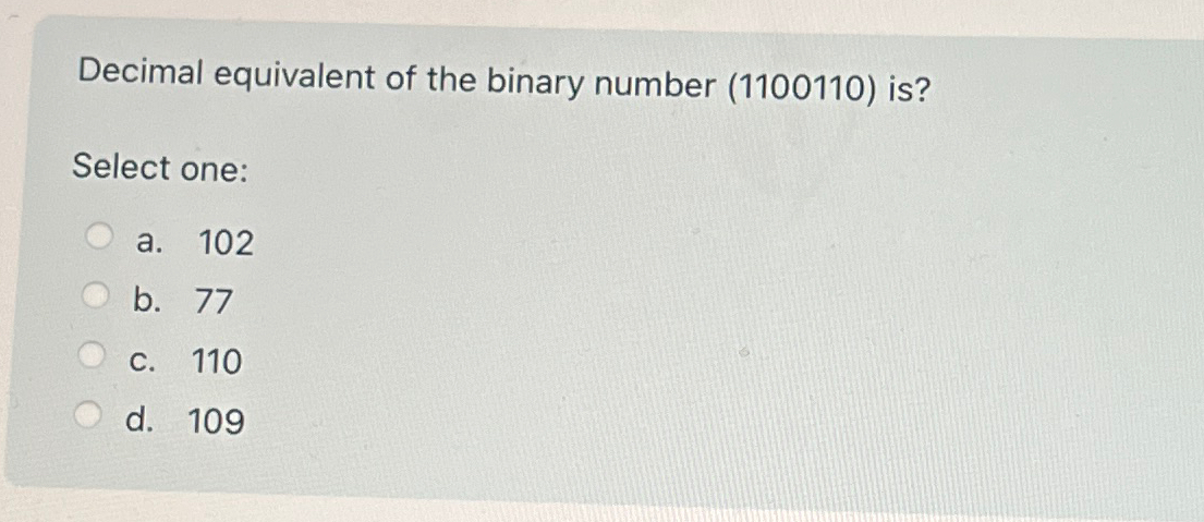 Decimal equivalent of the binary number ( 1 1 0 0