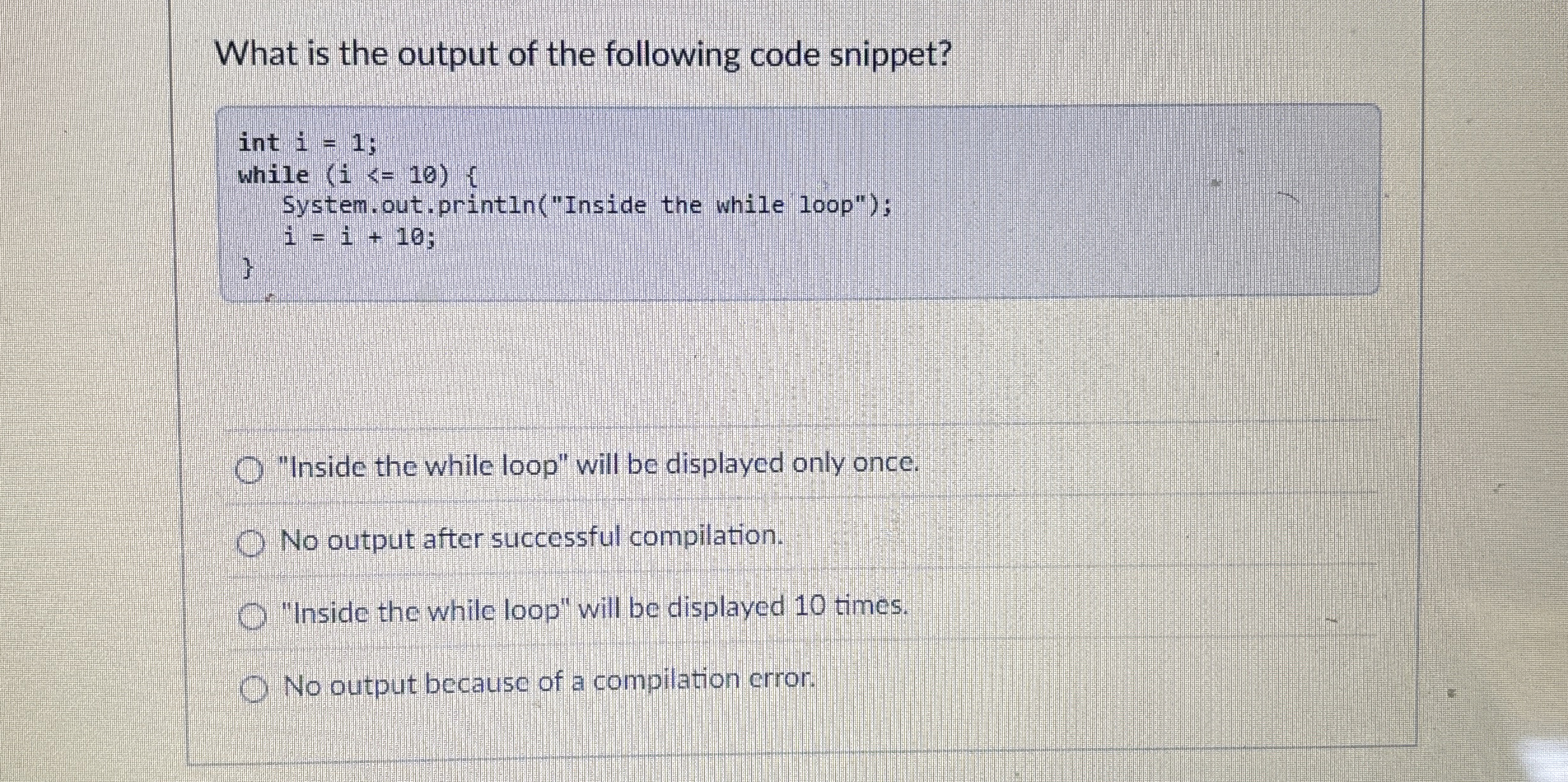 What is the output of the following code