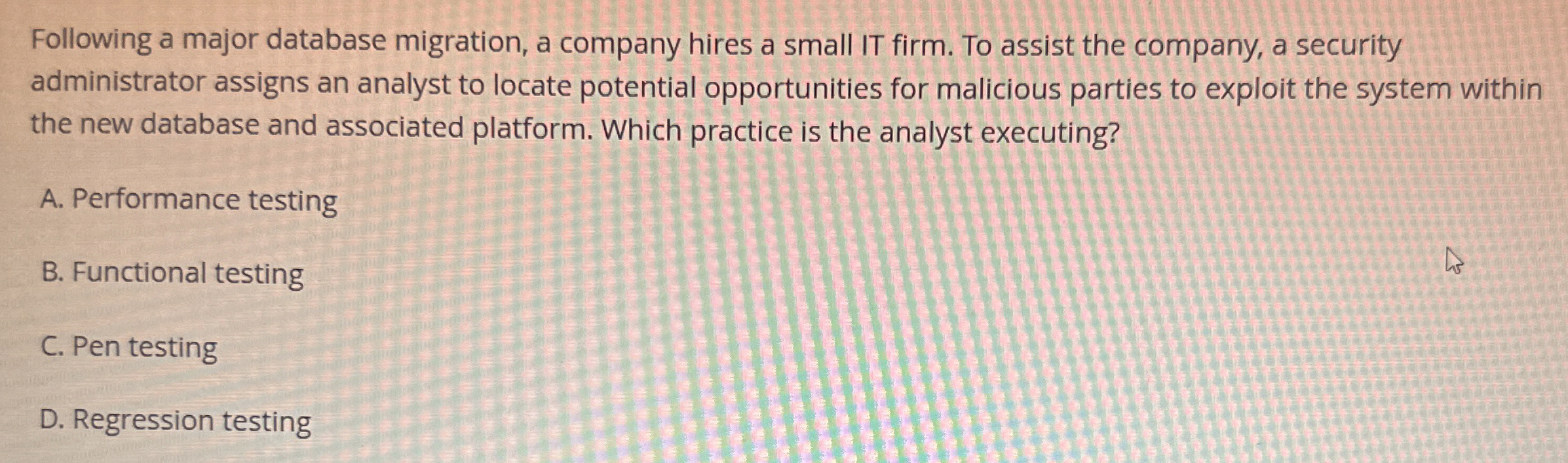 Following a major database migration, a company
