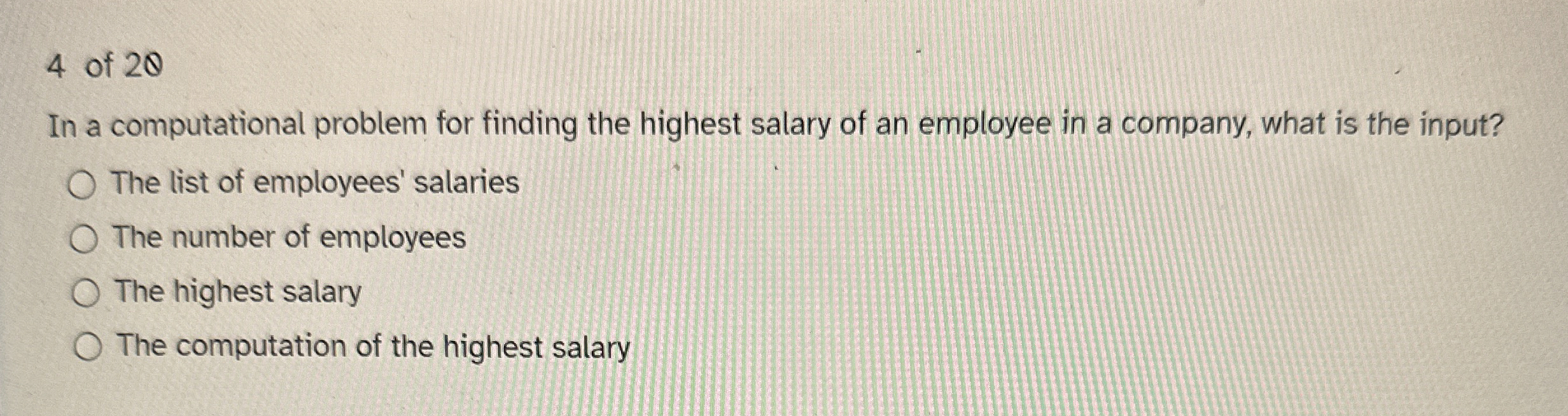 4 of 2 8 In a computational problem for finding