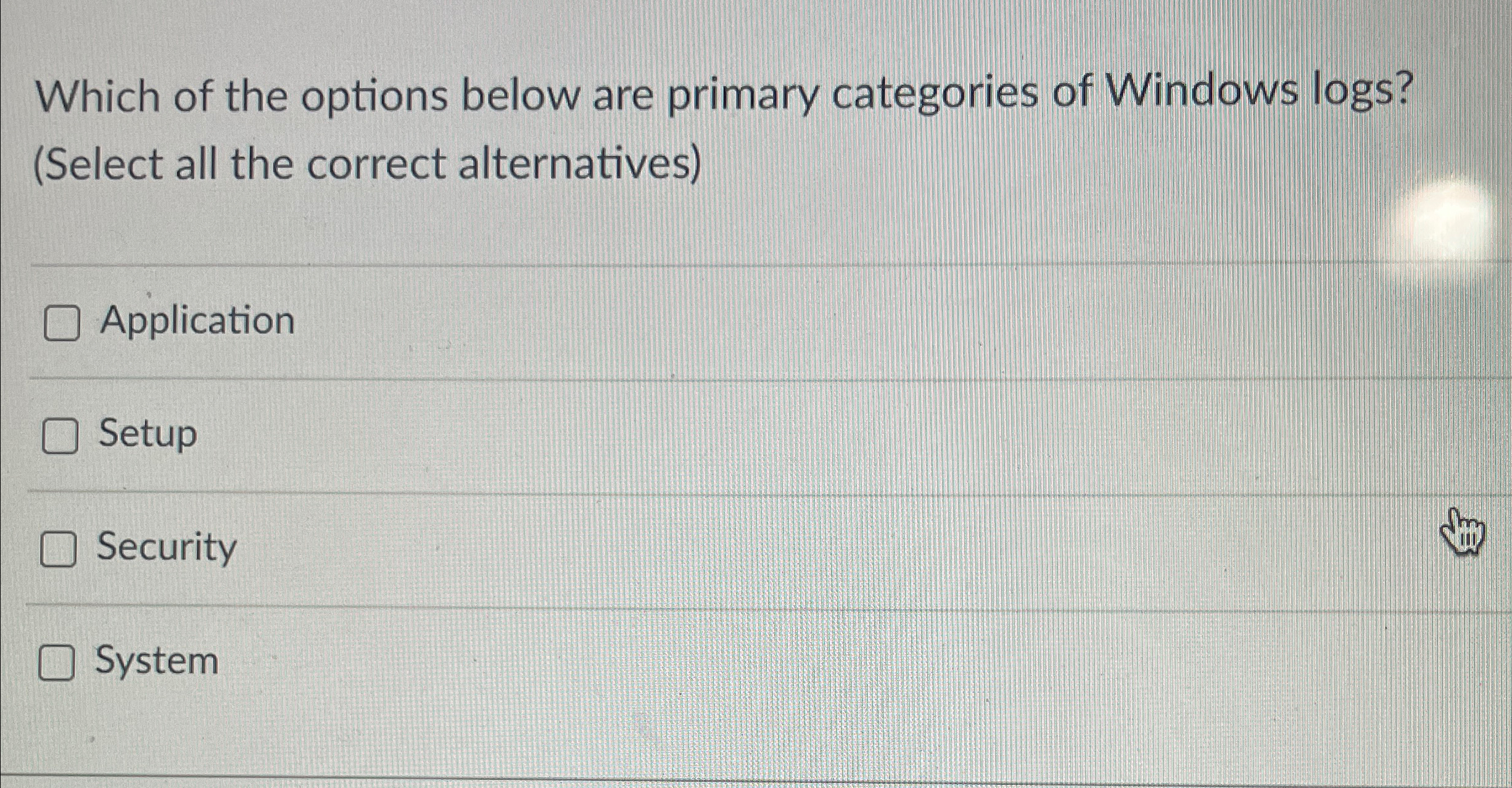 Which of the options below are primary categories
