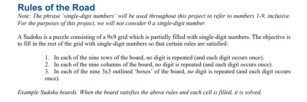 Sudoku Game in Python Rules of the Road Note: The