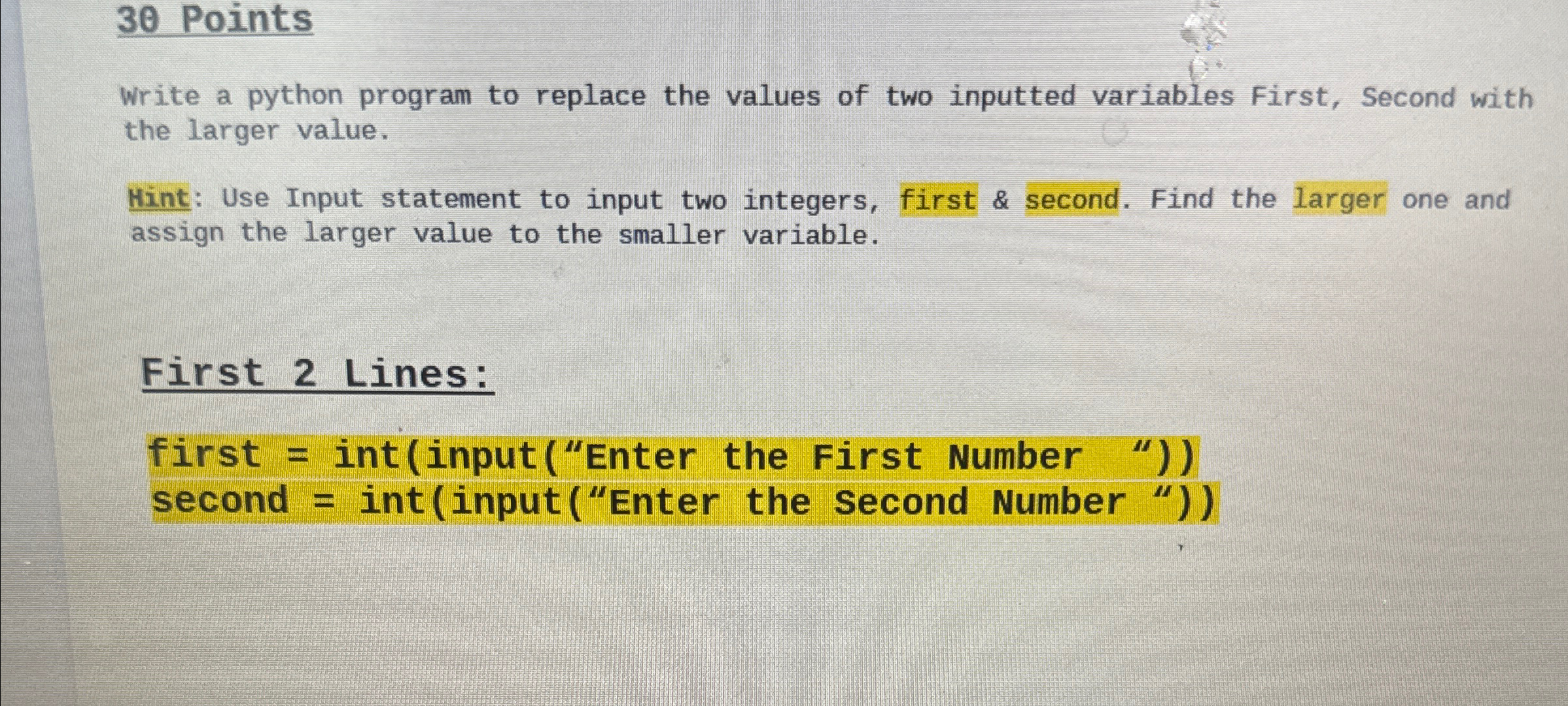 3 0 Points Write a python program to replace the
