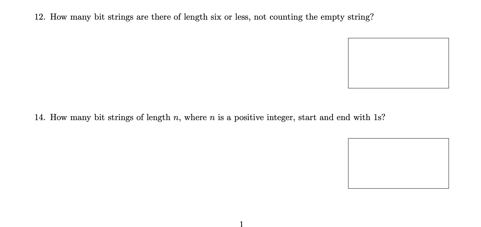 How many bit strings are there of length six or