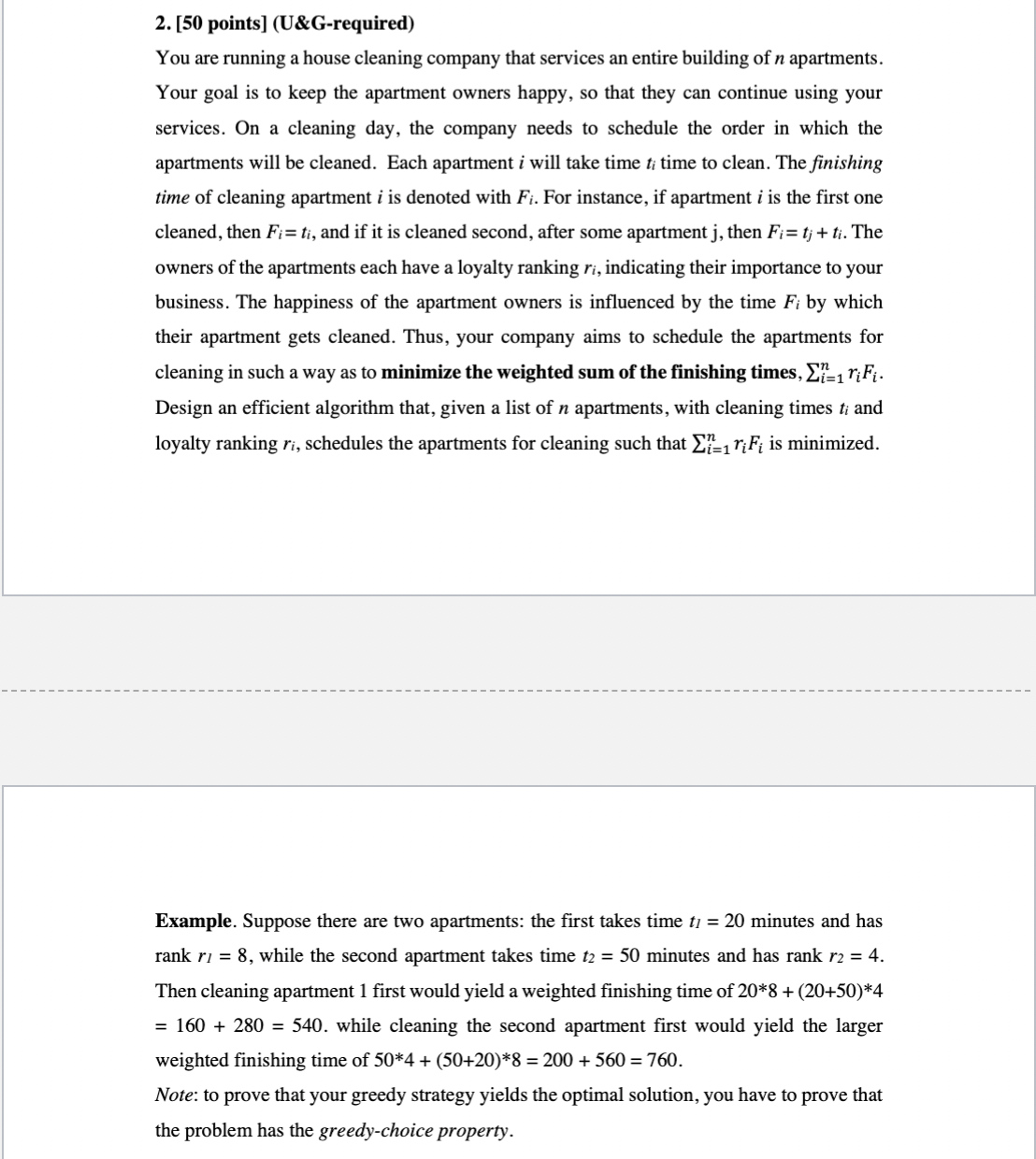 Example. Suppose there are two apartments: the
