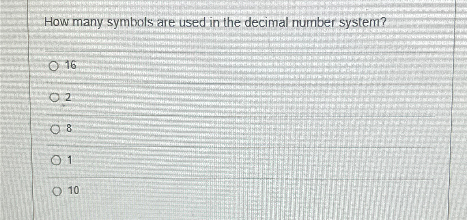 How many symbols are used in the decimal number