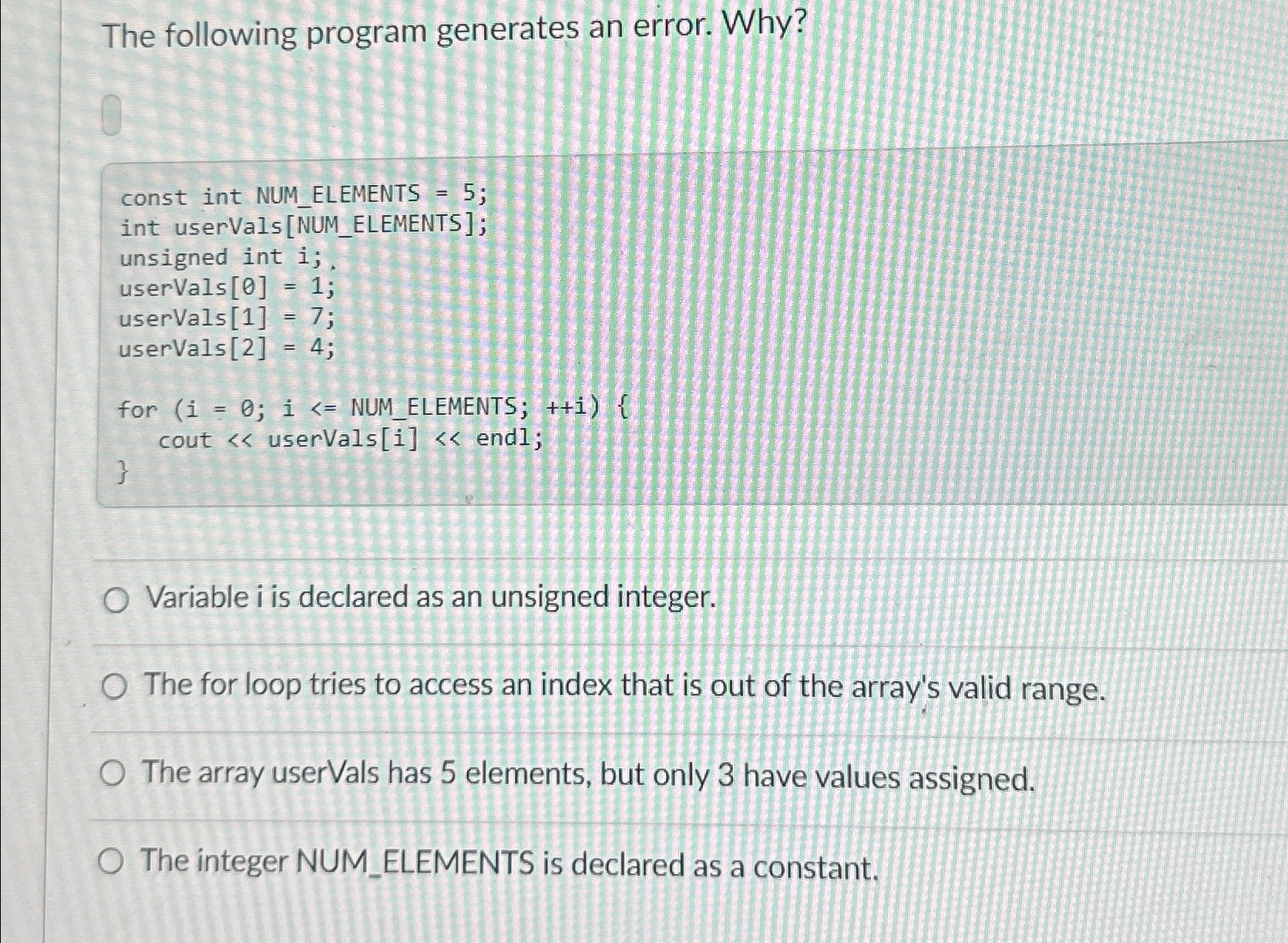 The following program generates an error.