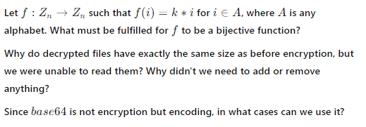 Let f : Z n Z n such that f ( i ) = k * i for