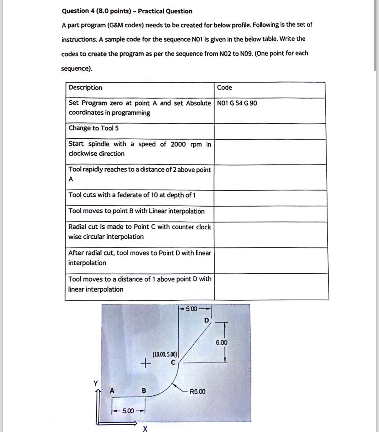 Question 4 ( 8 . 0 points ) - Practical Question