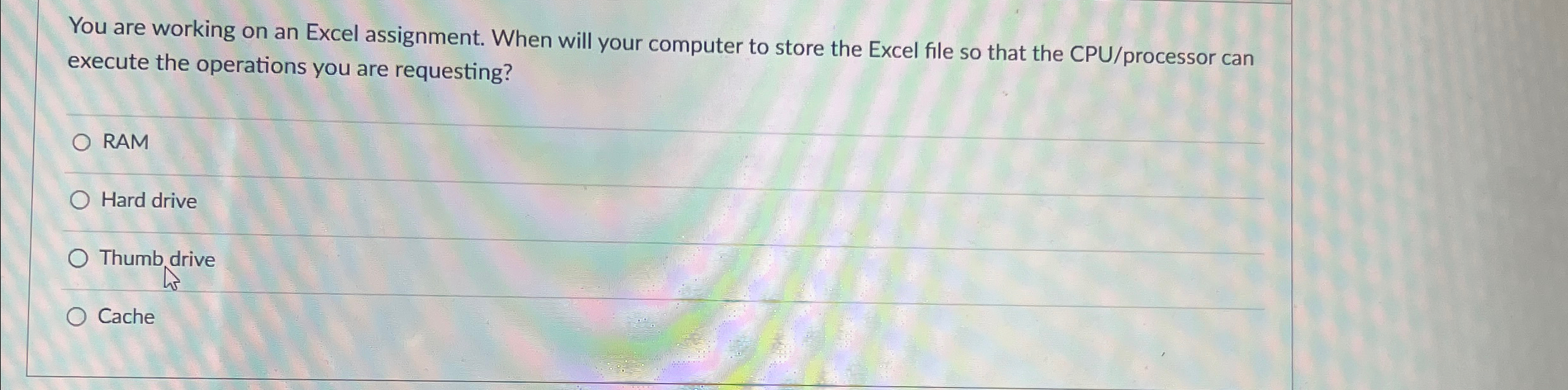 You are working on an Excel assignment. When will