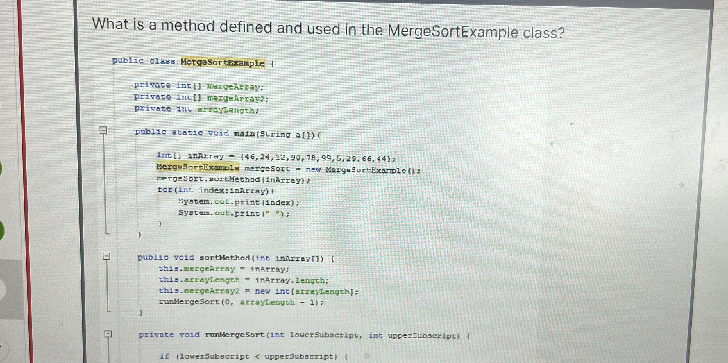What is a method defined and used in the