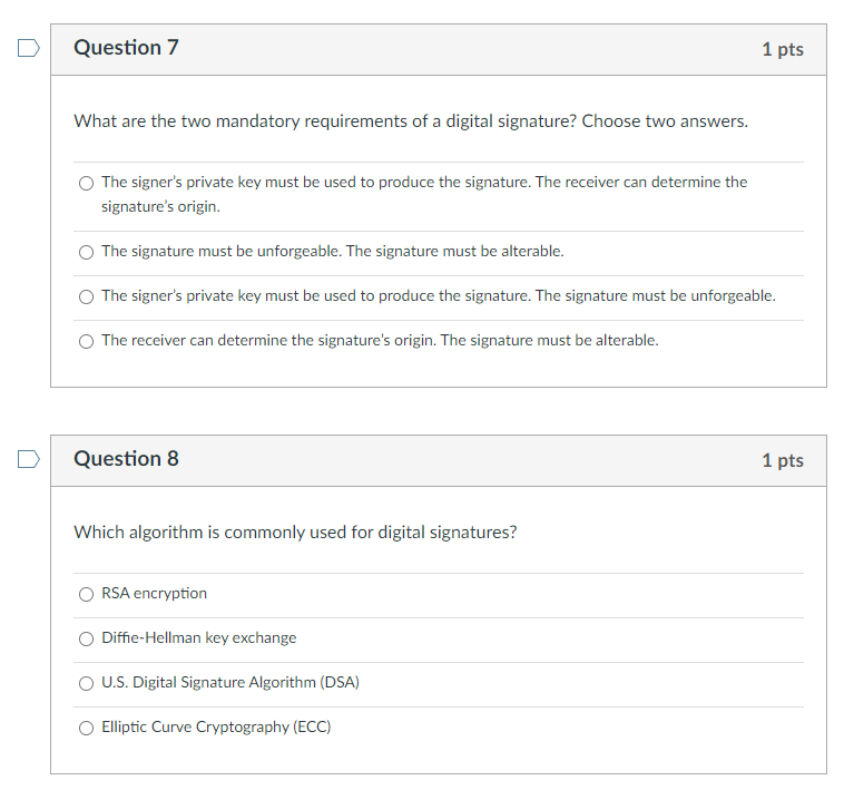 Question 7 What are the two mandatory