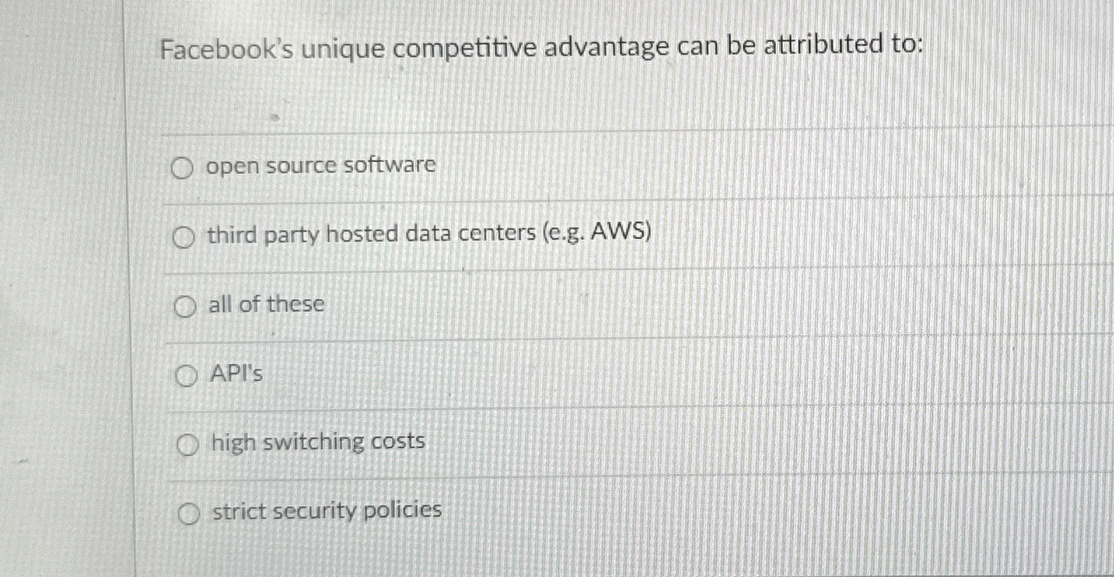 Facebook's unique competitive advantage can be