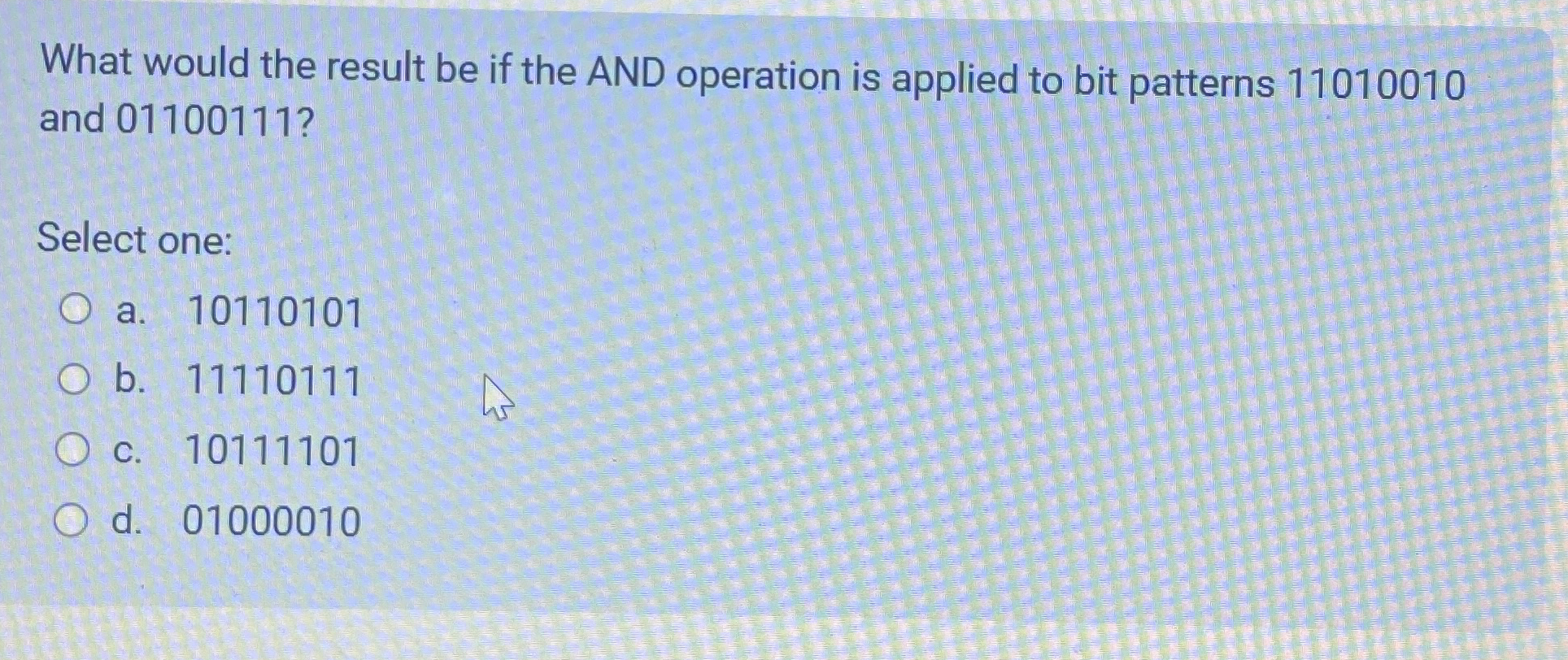 What would the result be if the AND operation is