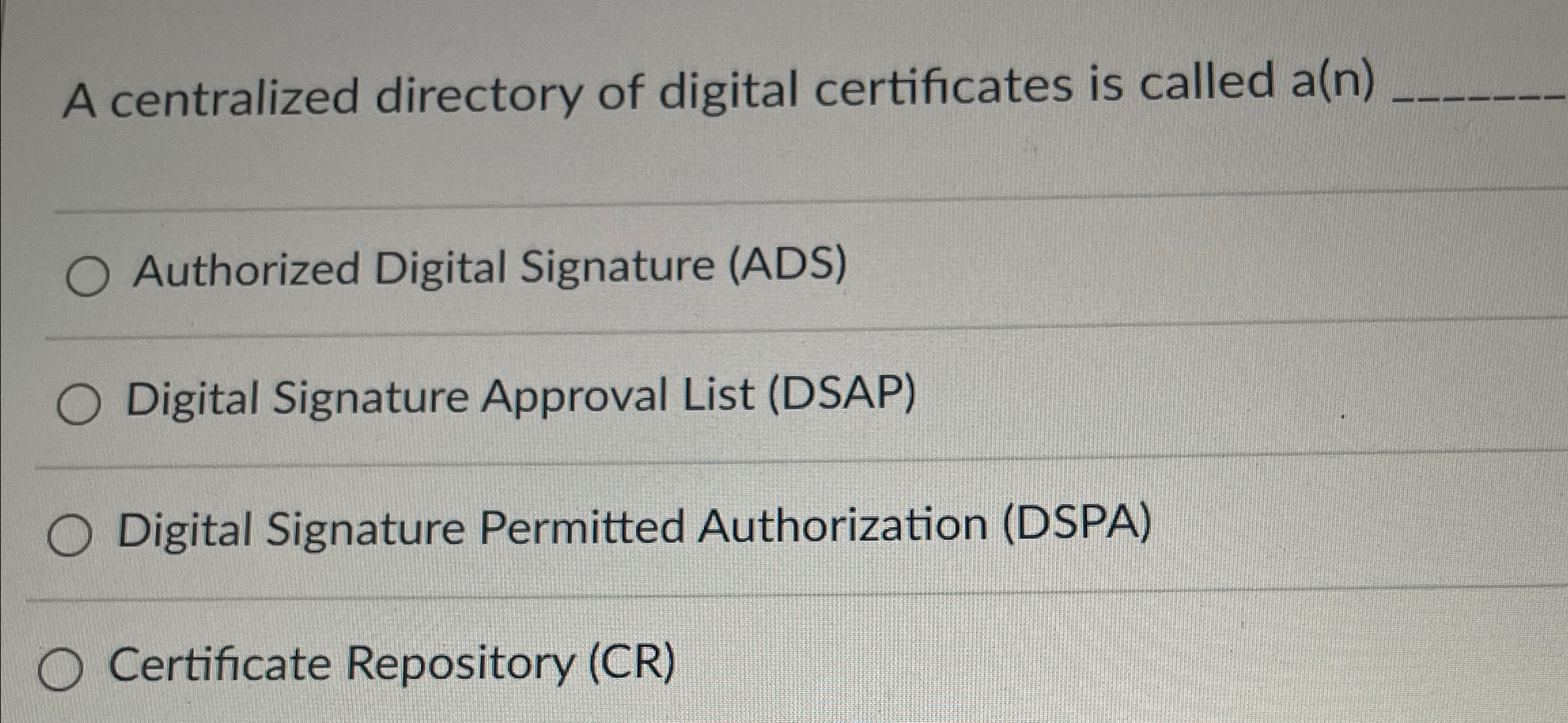 A centralized directory of digital certificates