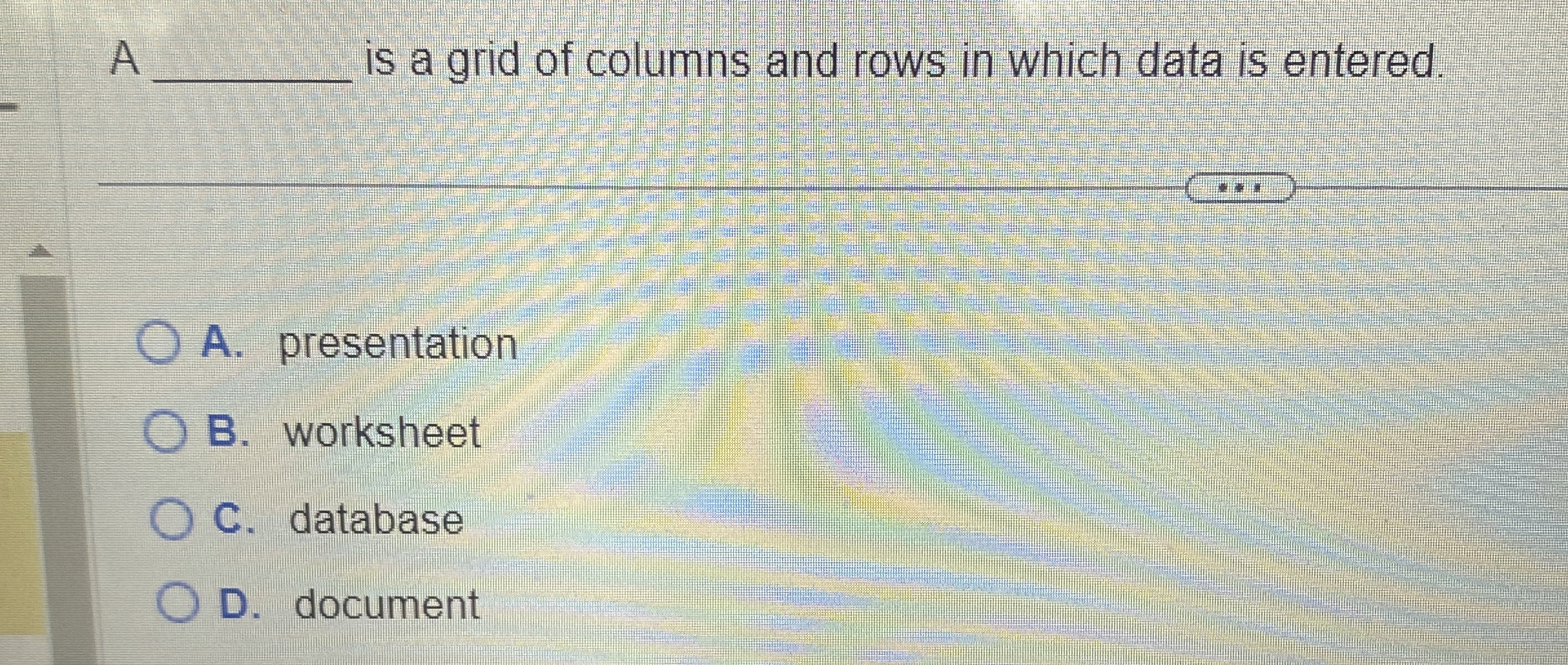A q , is a grid of columns and rows in which data