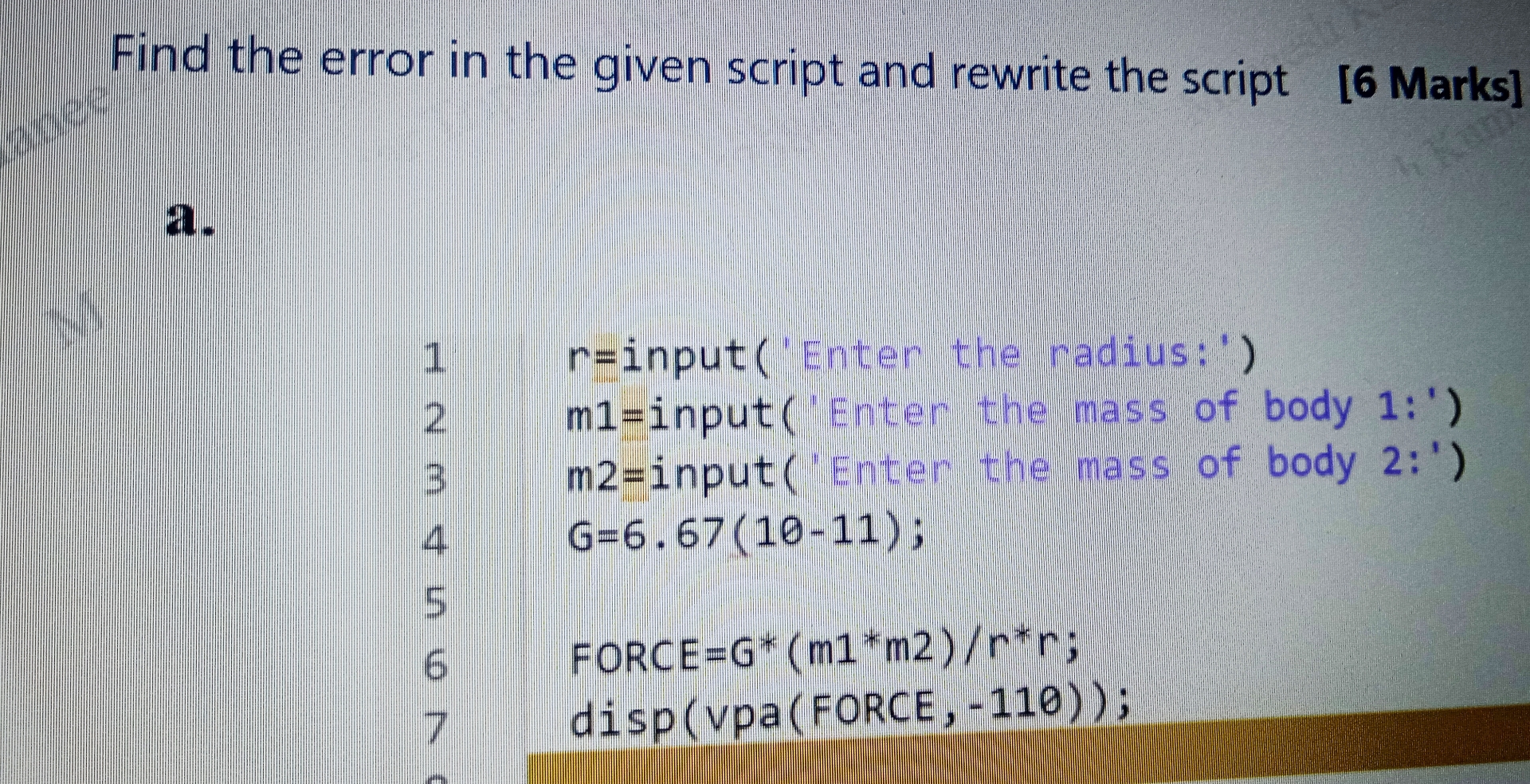 Find the error in the given script and rewrite