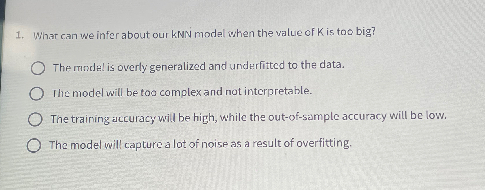 What can we infer about our kNN model when the