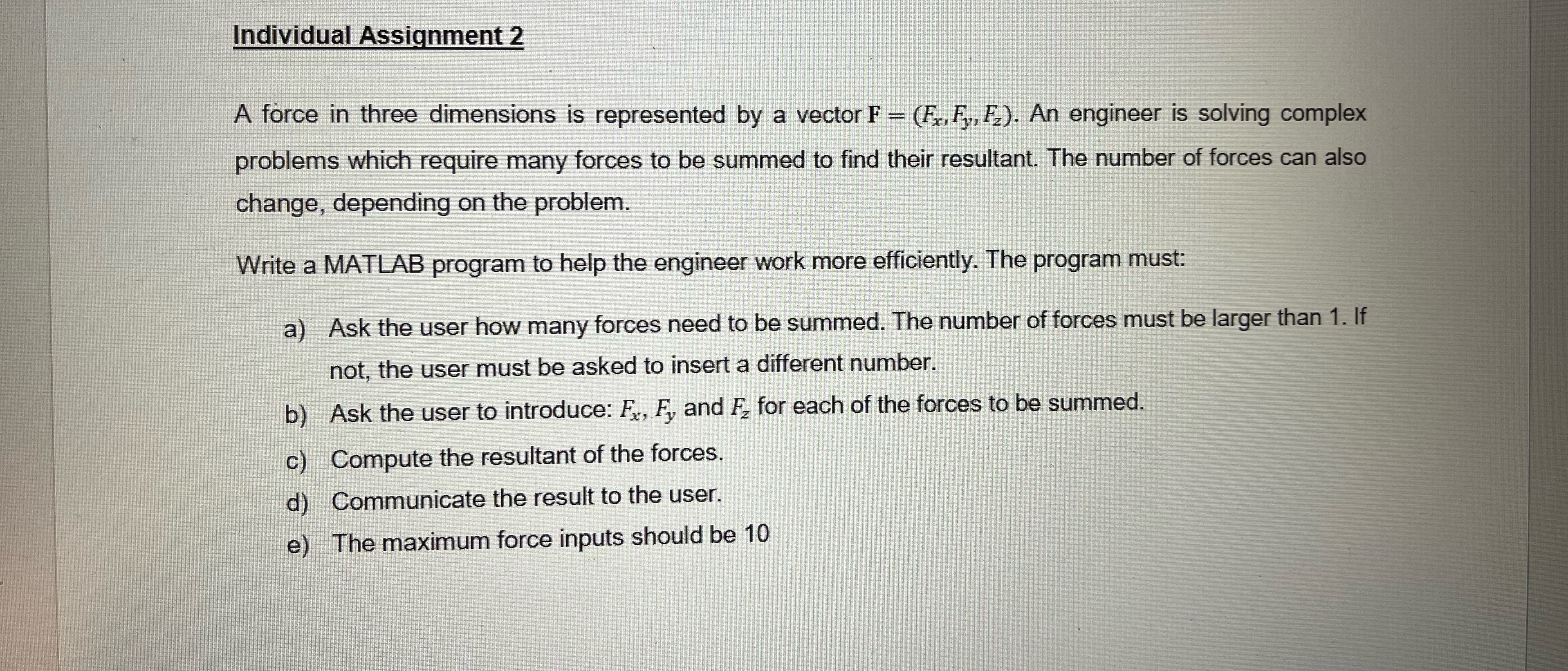 Individual Assignment 2 A force in three