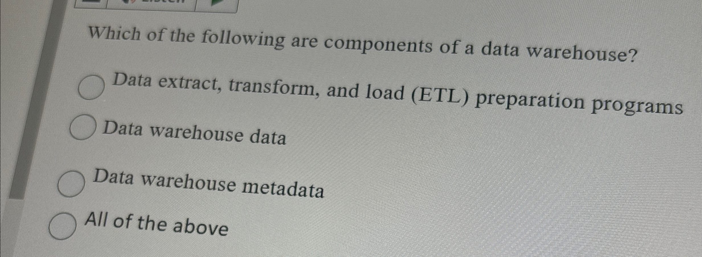 Which of the following are components of a data