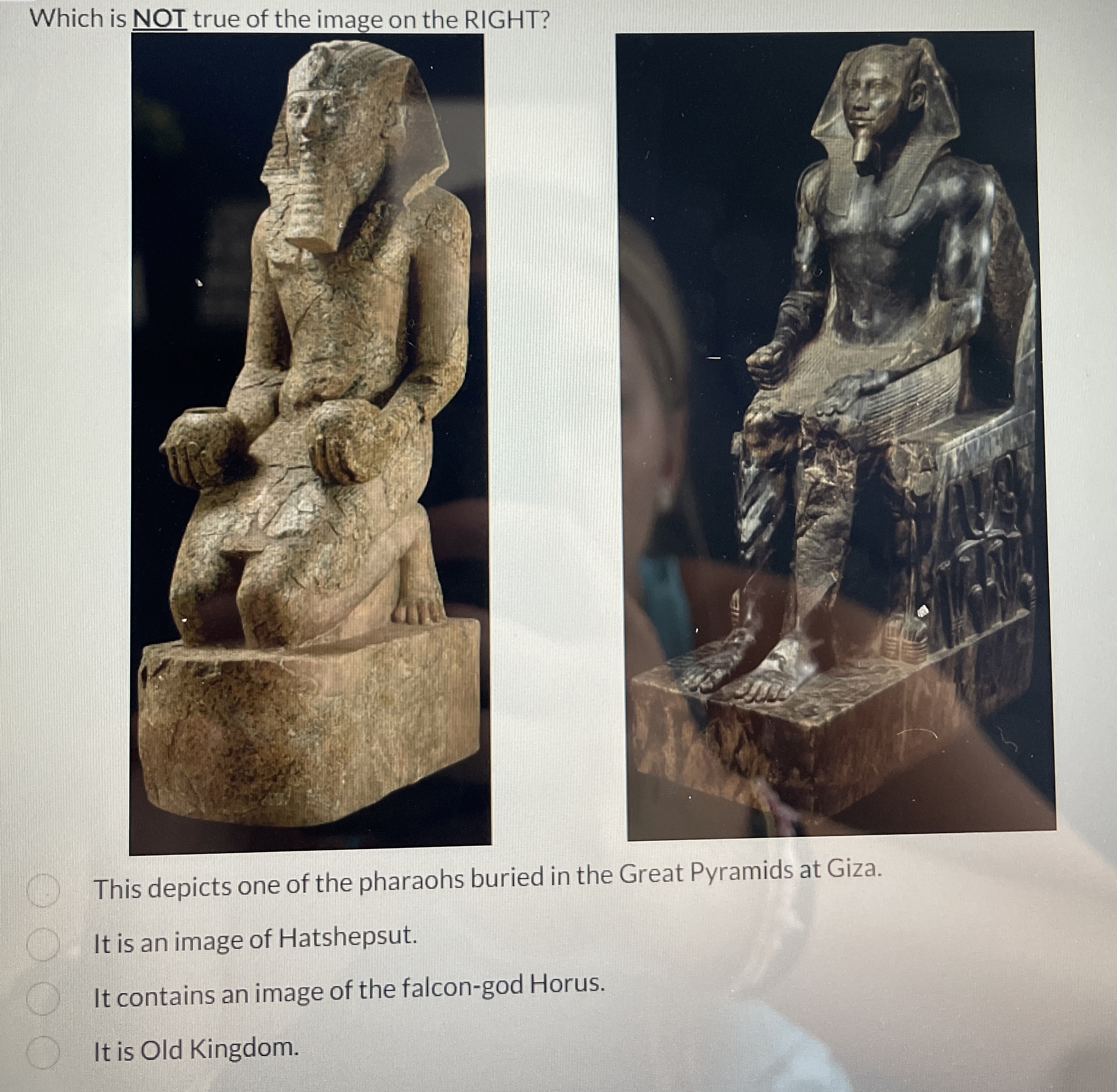 Which is NOT true of the image on the RIGHT? This