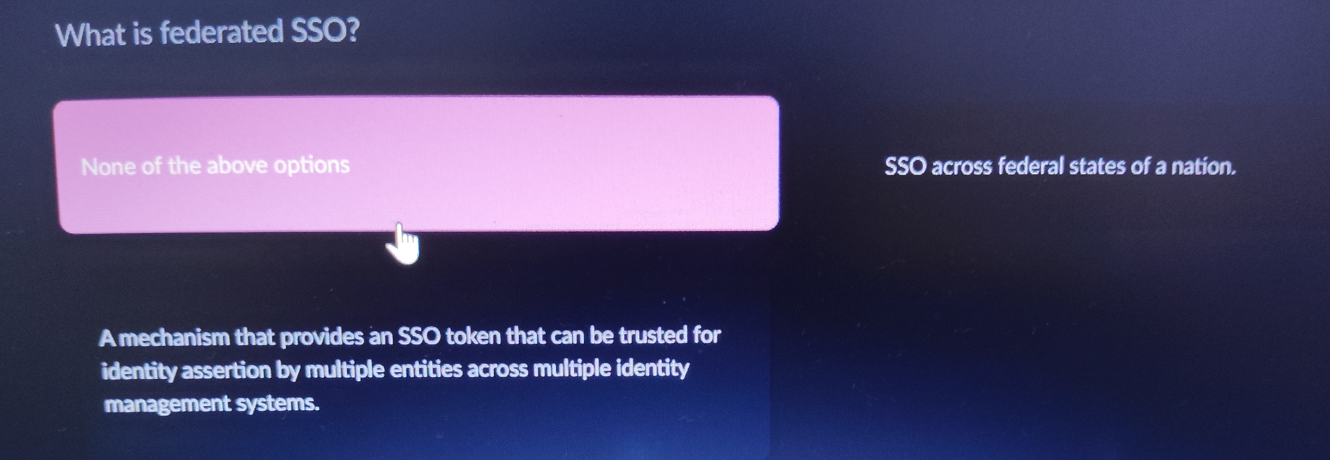 What is federated SSO? None of the above options
