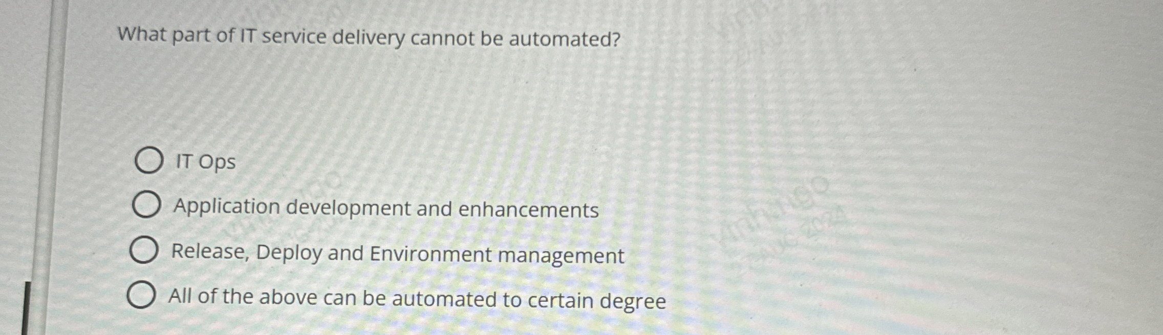 What part of IT service delivery cannot be