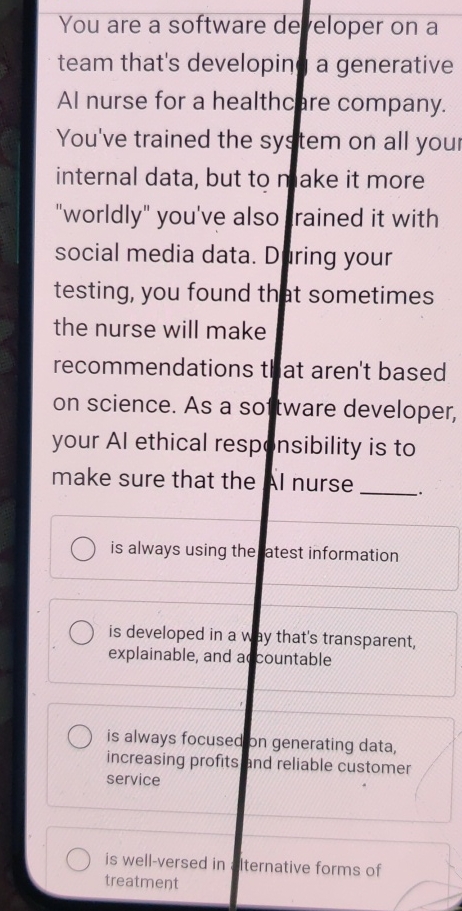 You are a software de eloper on a team that's