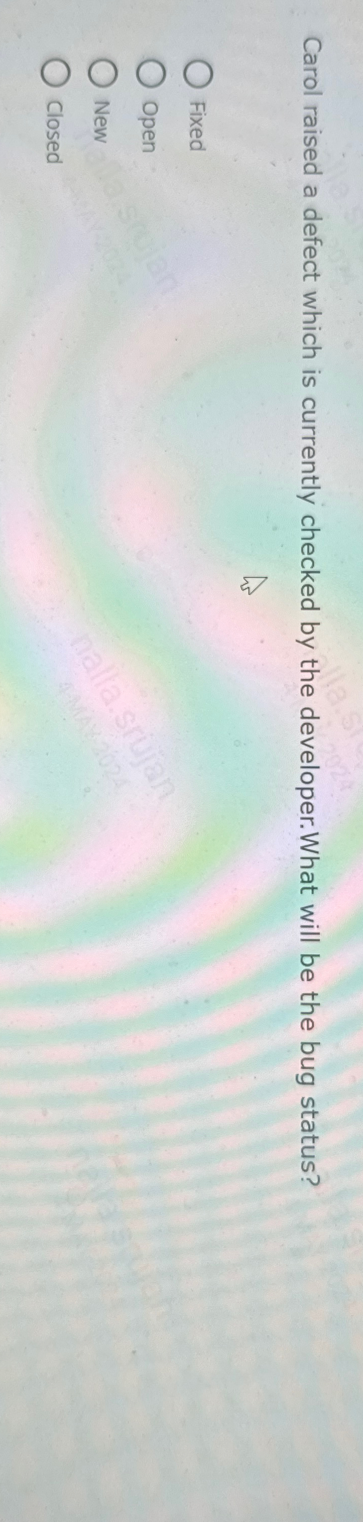 Carol raised a defect which is currently checked