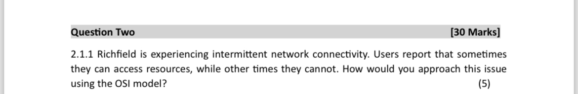 2 . 1 . 1 Richfield is experiencing intermittent