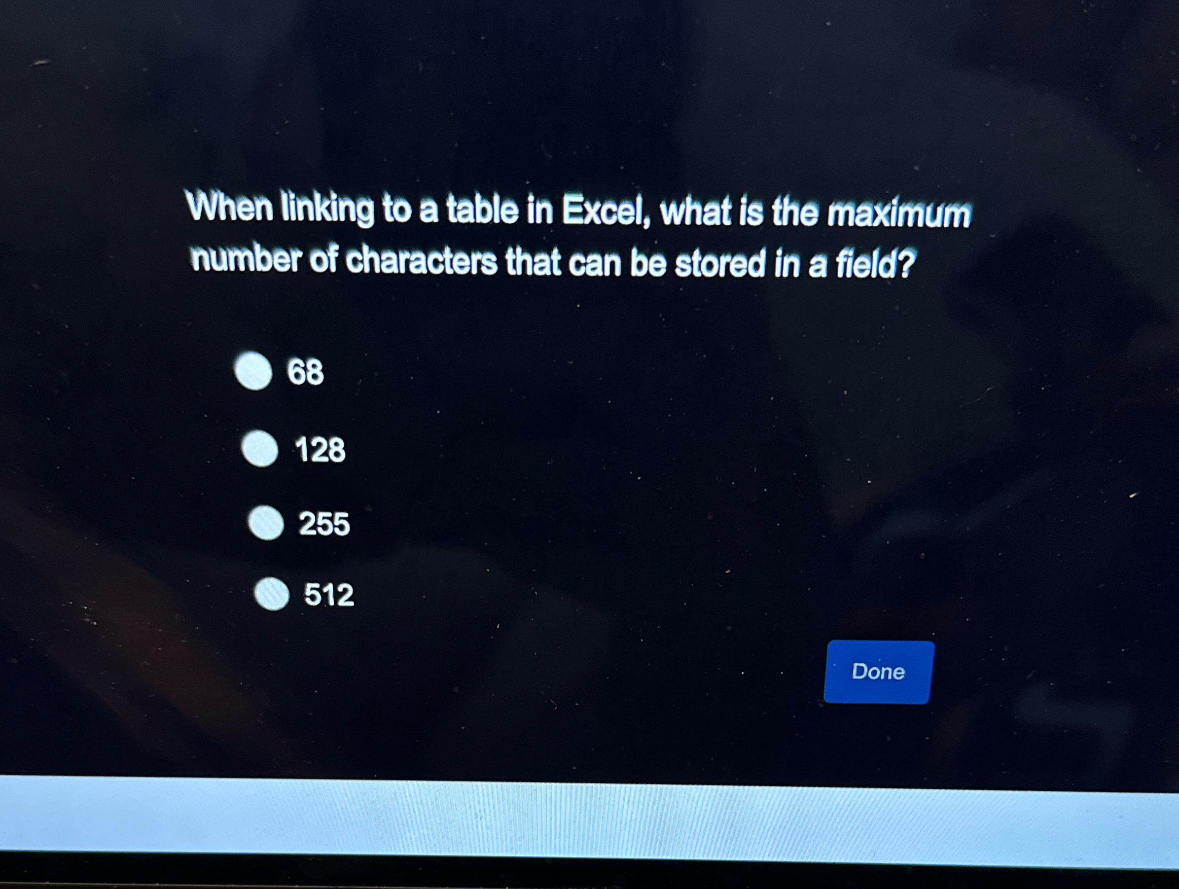 When linking to a table in Excel, what is the