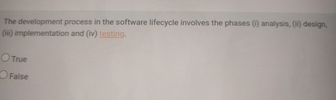 The development process in the software lifecycle
