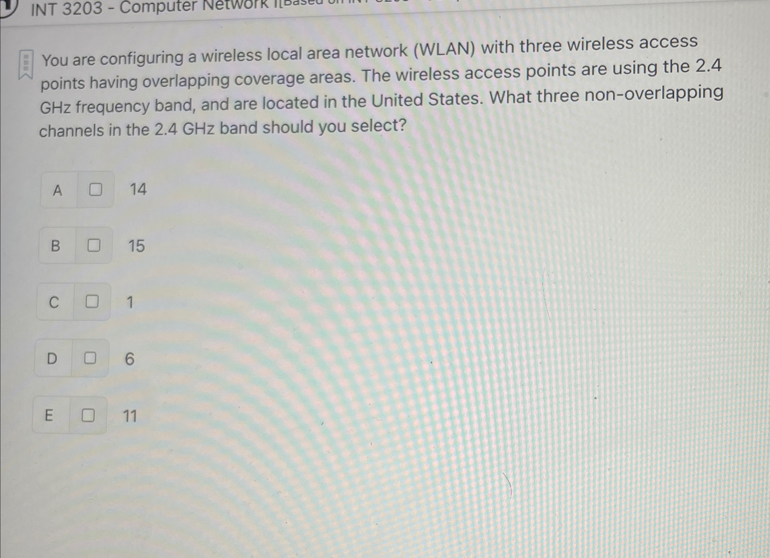 INT 3 2 0 3 - Computer Network You are