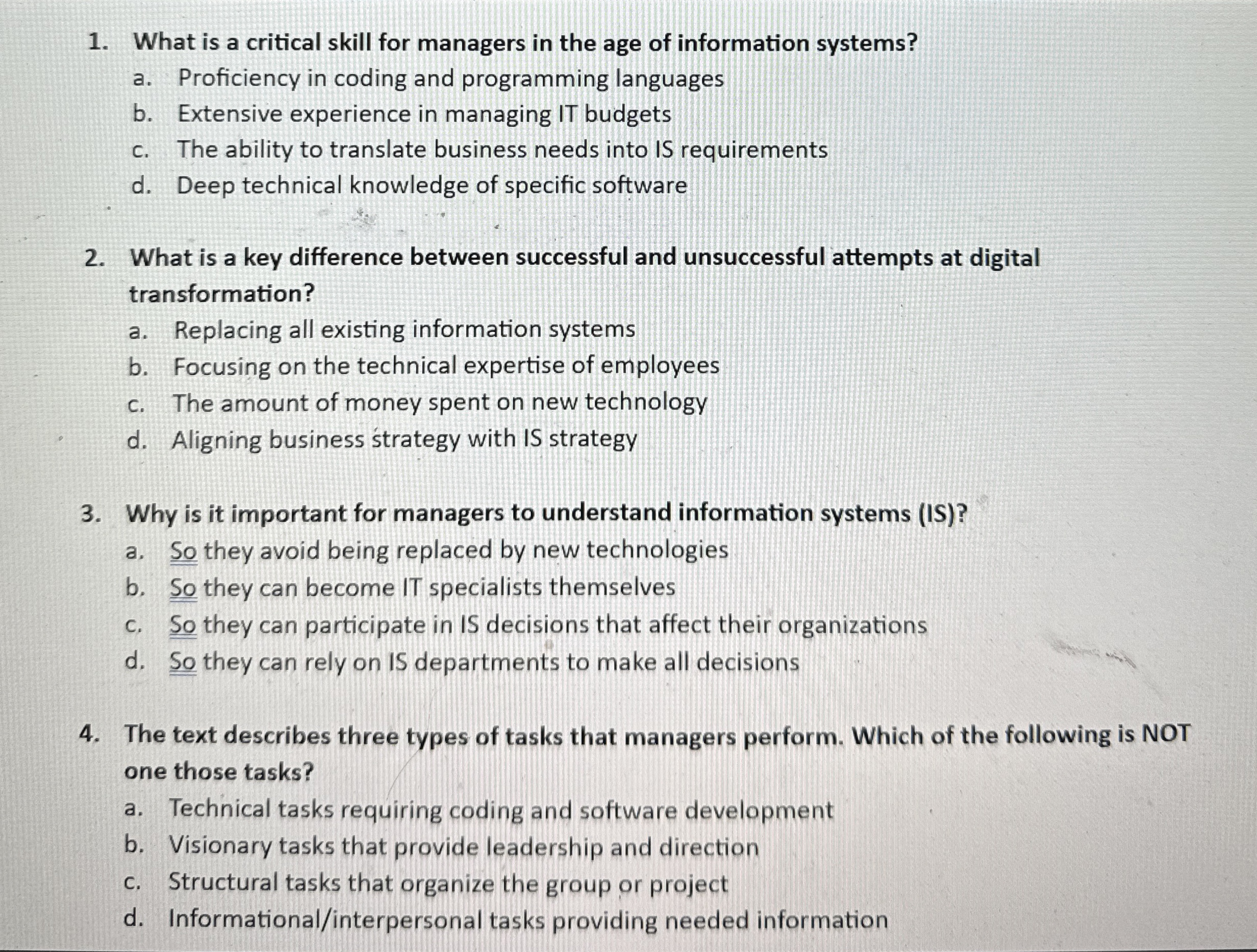 What is a critical skill for managers in the age