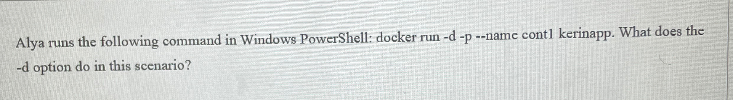 Alya runs the following command in Windows