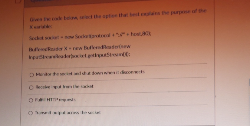 Given the code below, select the option that best
