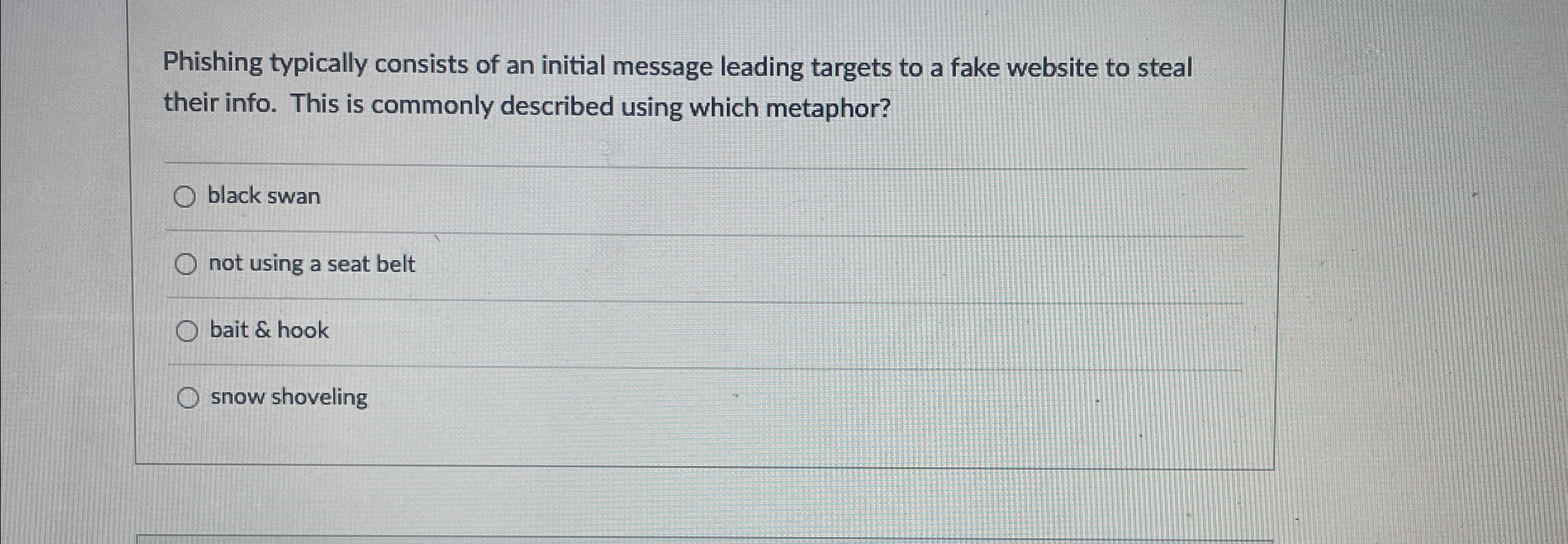 Phishing typically consists of an initial message