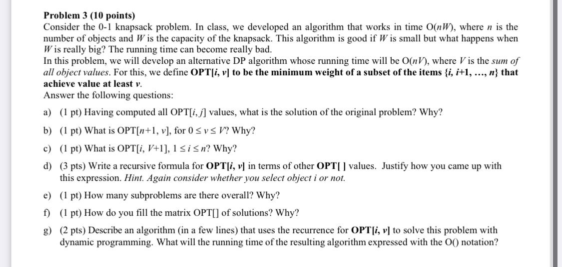 Problem 3 ( 1 0 points ) Consider the 0 - 1