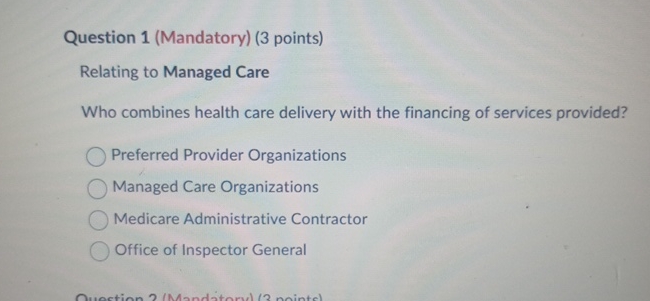 Question 1 ( Mandatory ) ( 3 points ) Relating to