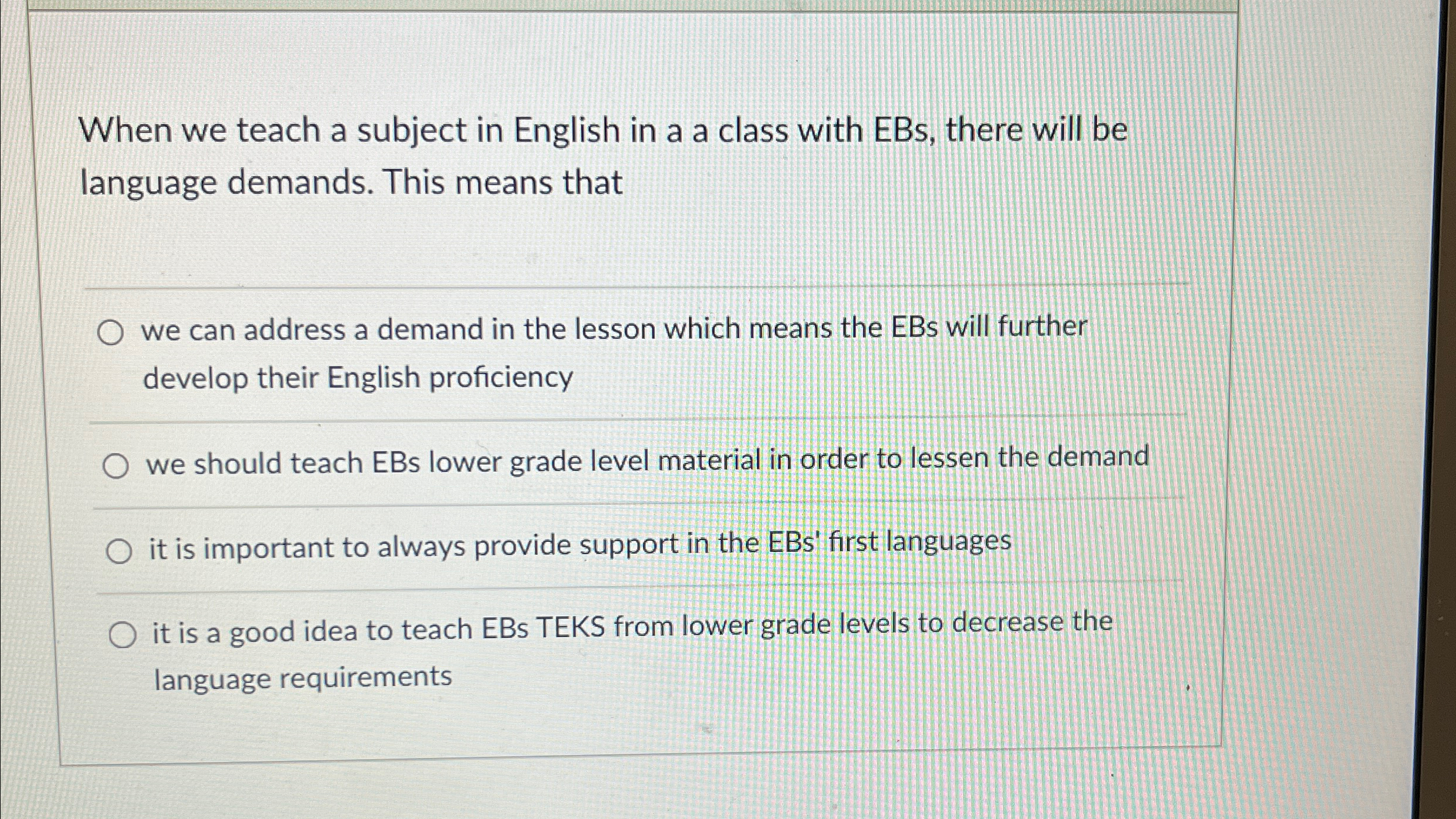 When we teach a subject in English in a a class