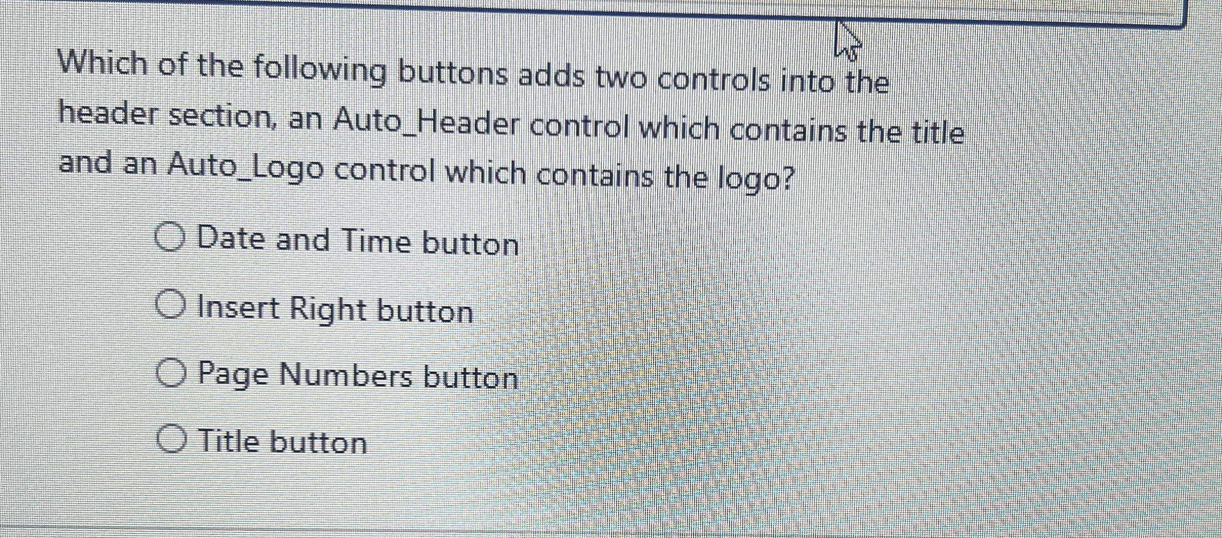 Which of the following buttons adds two controls