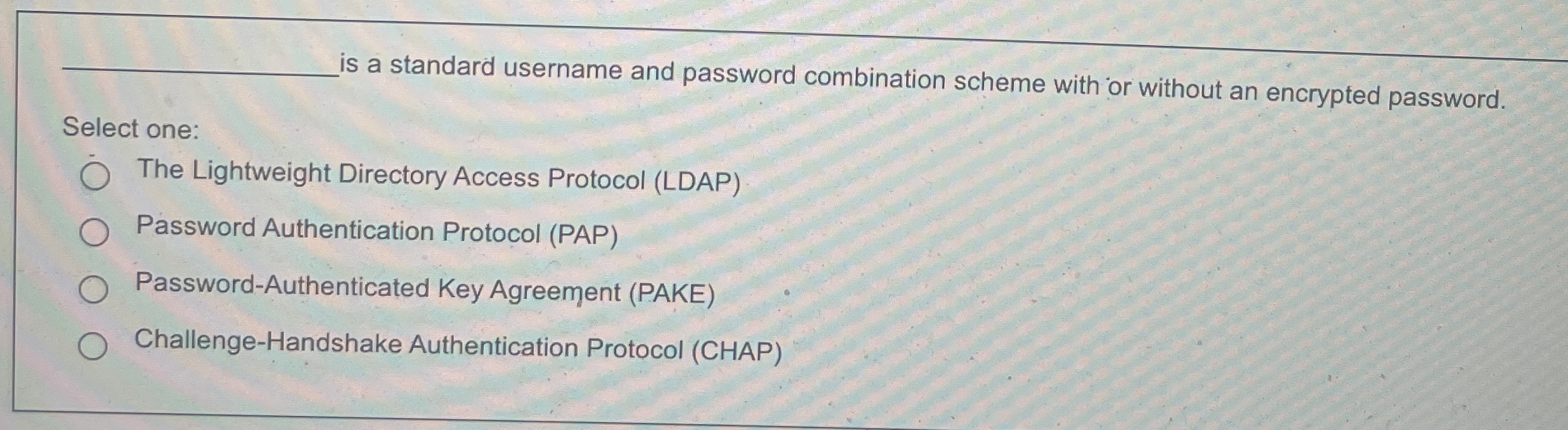 is a standard username and password combination