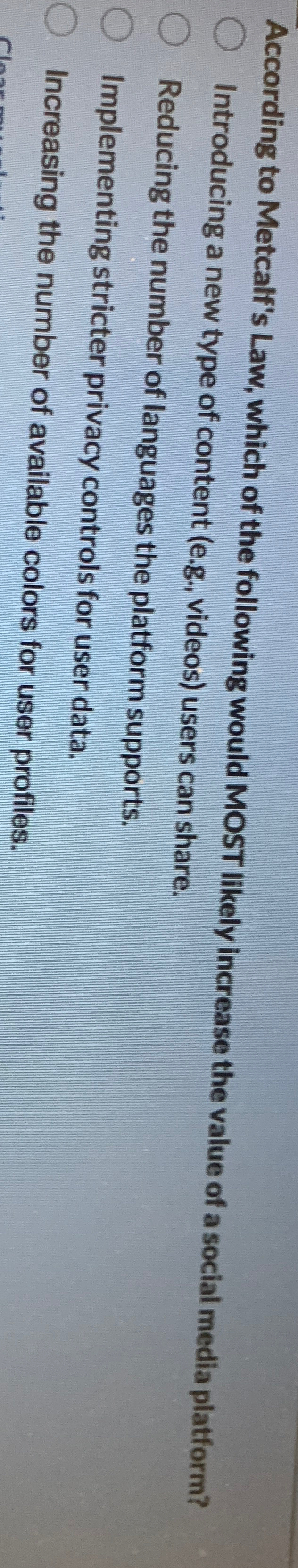 According to Metcalf's Law, which of the