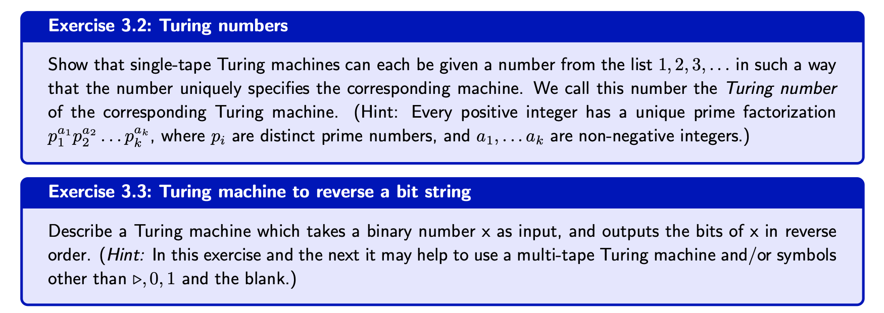 Exercise 3 . 2 : Turing numbers Show that single